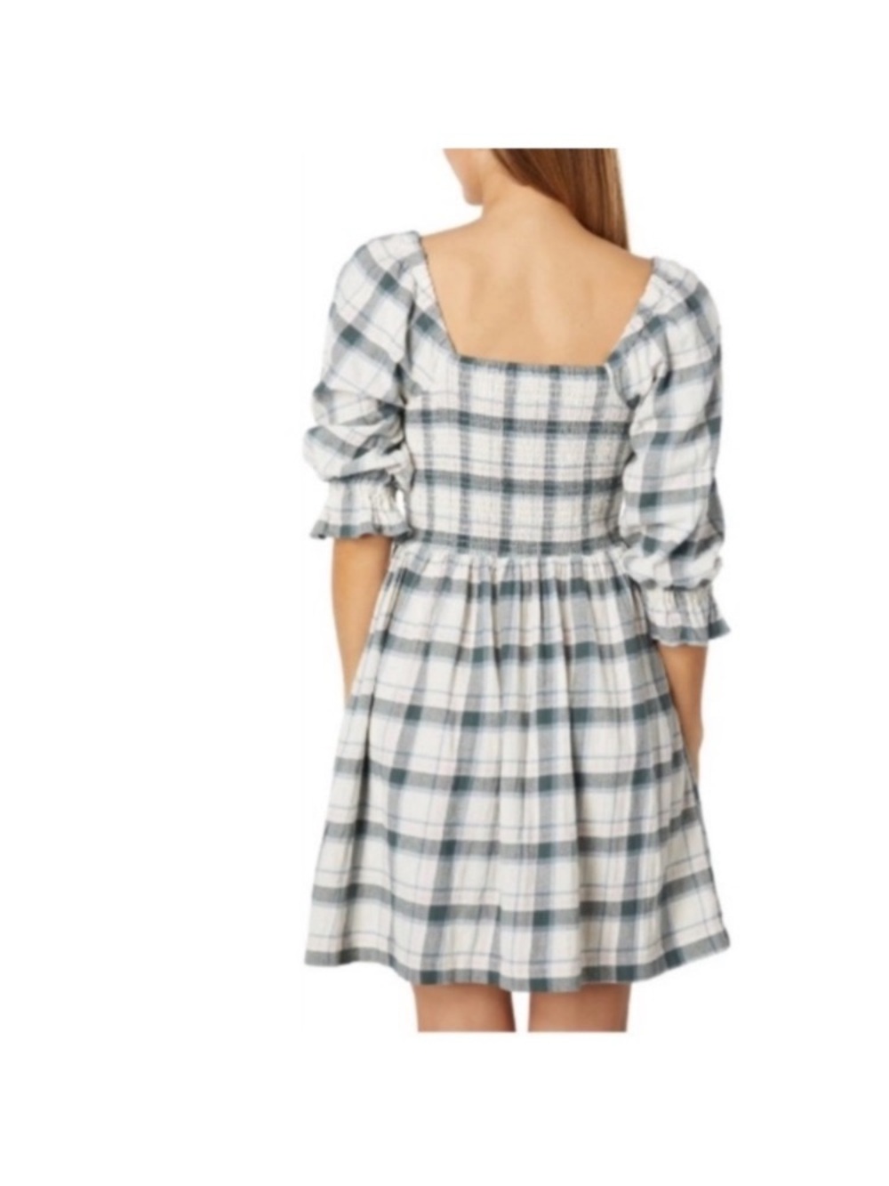 Madewell Lucie Plaid Square-Neck Smocked Mini Dress size S - Picture 10 of 10
